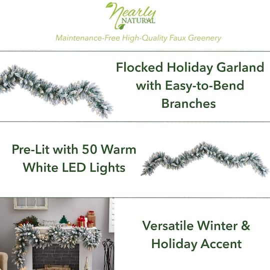 9ft. Pre-Lit LED Flocked Artificial Christmas Garland